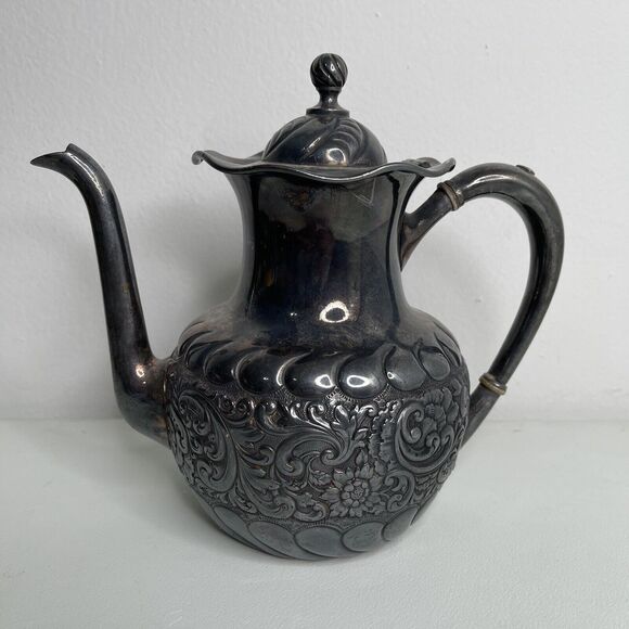 Pairpoint Mfg Co Antique 329 Tea Set Teapot Creamer Sugar Pot 4 Piece Set Rare - Picture 3 of 16